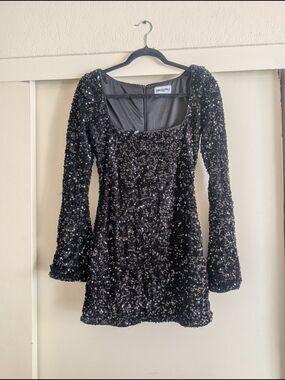 Princess Polly Black Sequin Long Sleeve Mini Dress